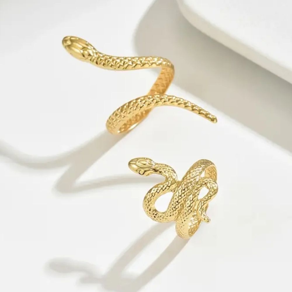 Ladies Golden Snake Duo Ring Set - Picture 3 of 3